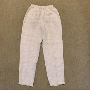 David Dart Pants Women's Medium Petite 100% Linen Pull On Joggers Crème Beige